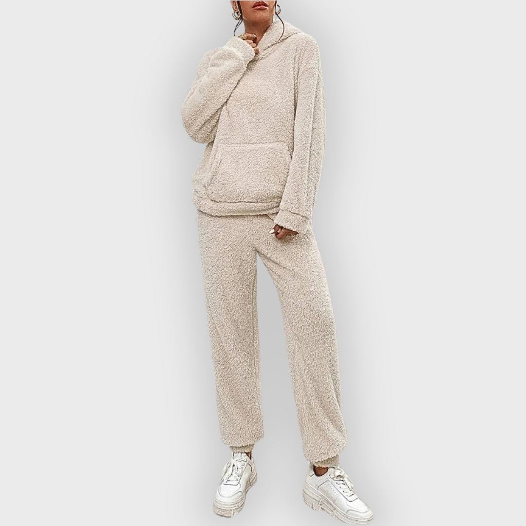 Corenne | Teddy loungewear set voor dames, ultrazachte hoodie en broek, comfortabele loungewear