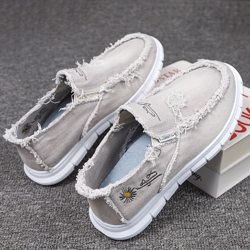 DriftStep | Mocassins homme à enfiler - Toile respirante, aspect vieilli, confortables