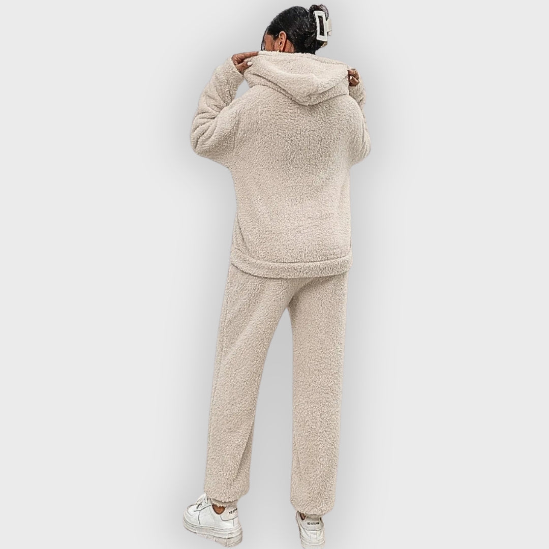 Corenne | Teddy loungewear set voor dames, ultrazachte hoodie en broek, comfortabele loungewear