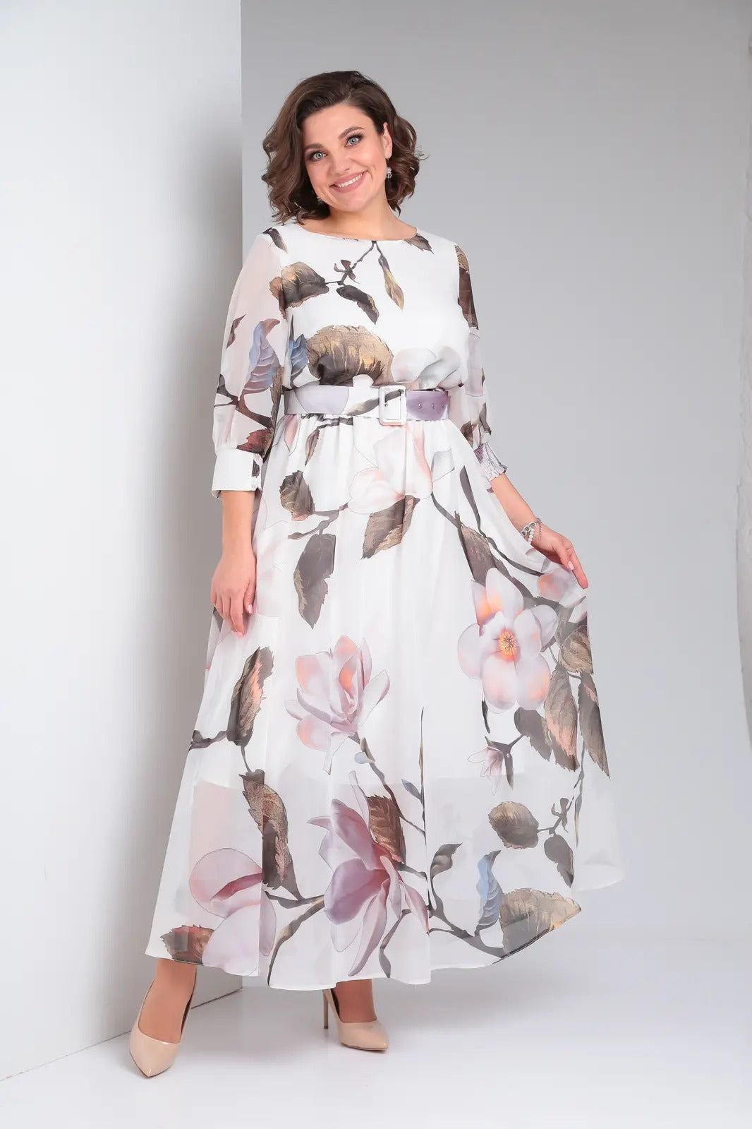 Nirae | Boho-jurk met bloemenprint  Elegante lange damesjurk met riem