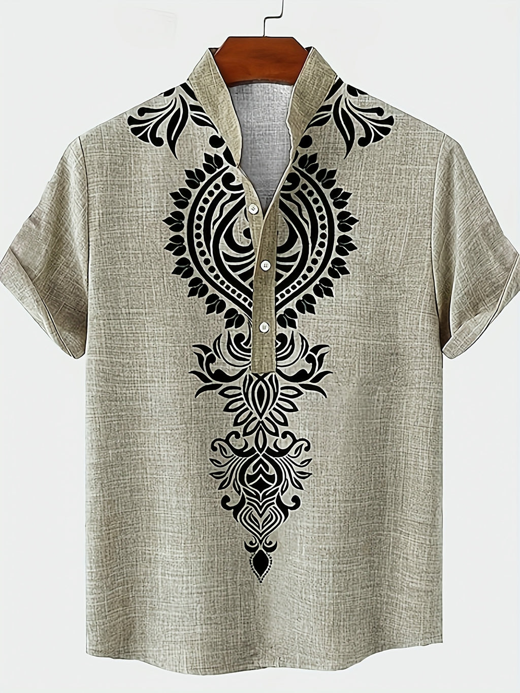 Wiro | Heren overhemd met bloemmotief jacquard – opstaande kraag, casual feestelijke buitenlaag top