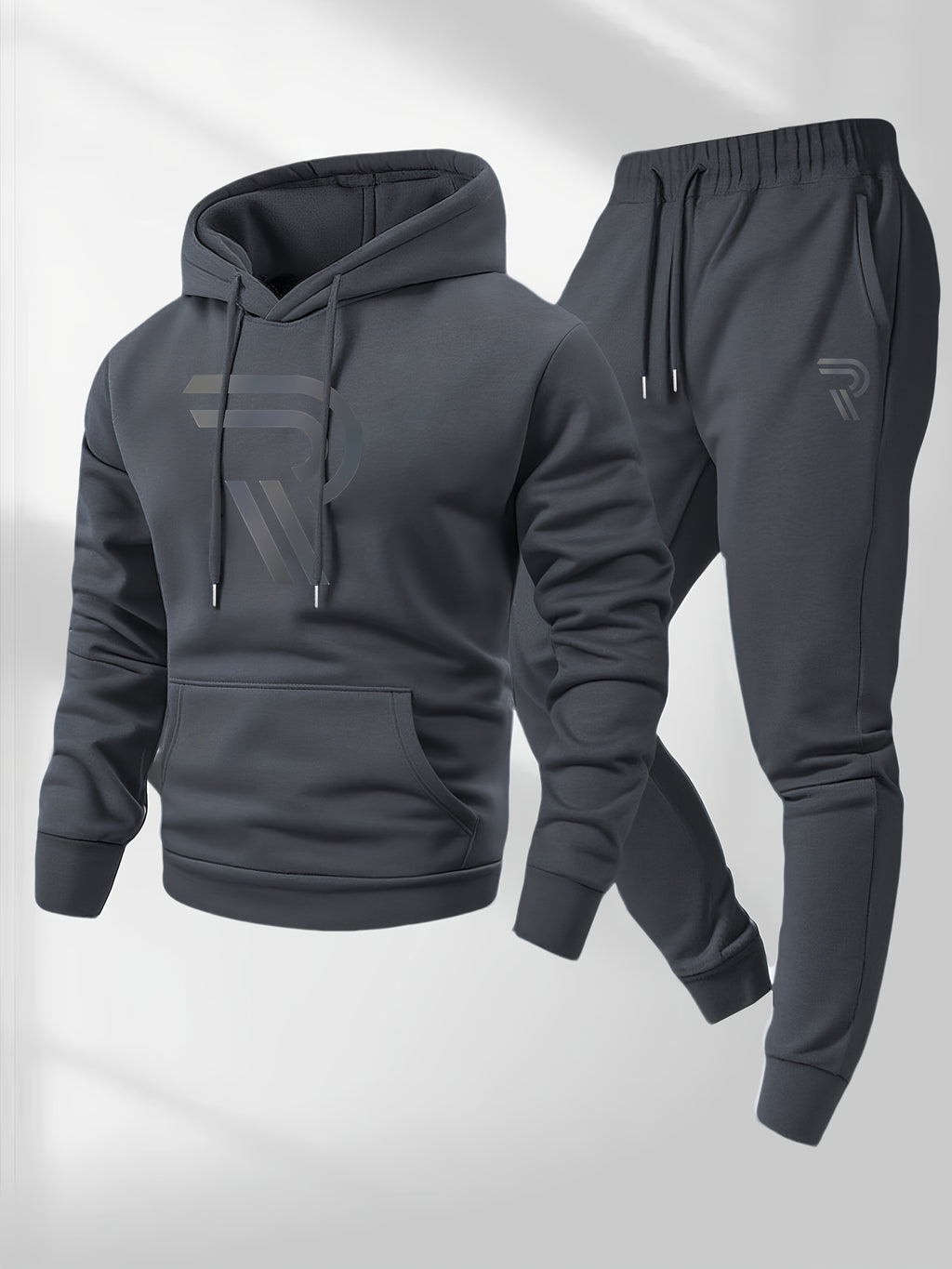 Knudsen | Ensemble de survêtement homme : sweat à capuche et pantalon – Logo « R », style décontracté, automne/hiver