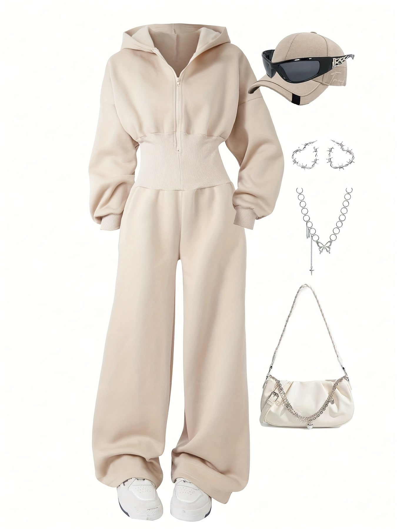 Quivara | Dames jumpsuit met capuchon en hoge taille – Casual, lounge, streetwear outfit