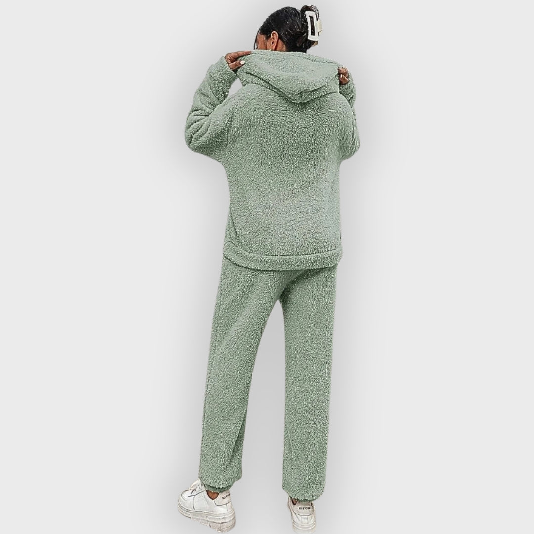 Corenne | Teddy loungewear set voor dames, ultrazachte hoodie en broek, comfortabele loungewear