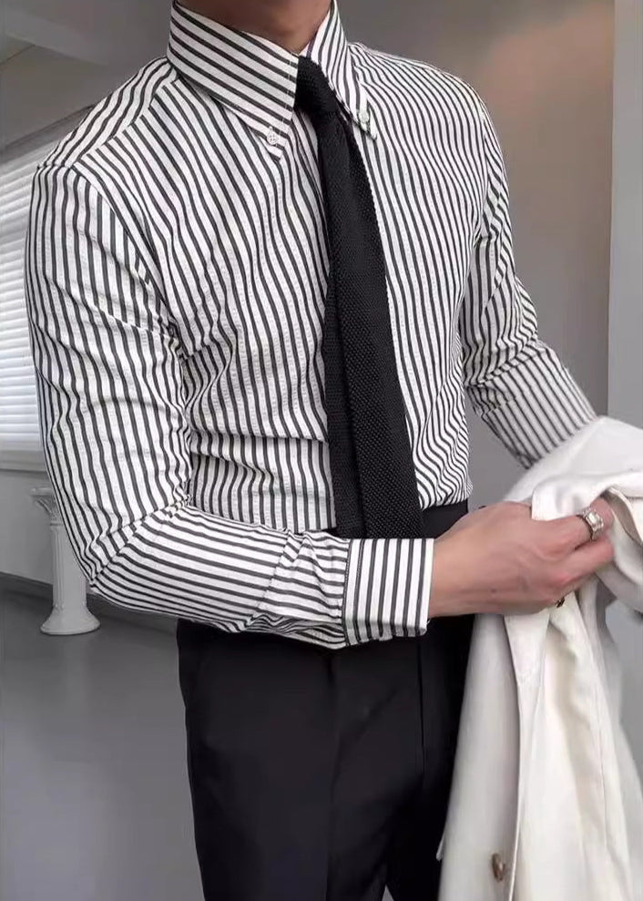 Lorvik | Gestreepte herenpoloshirt – slanke pasvorm, lange mouwen, stijlvol casual shirt