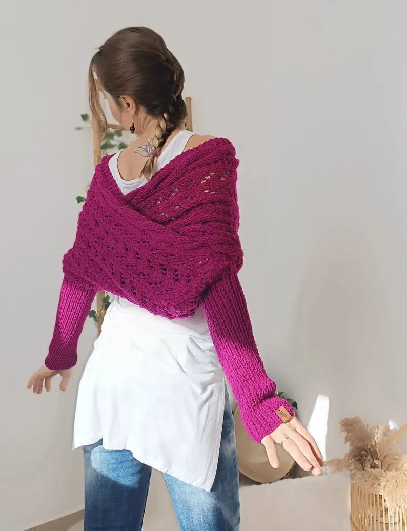 Winifred | Châle tricoté pour femme – Écharpe tricotée oversize confortable pour l'automne et l'hiver