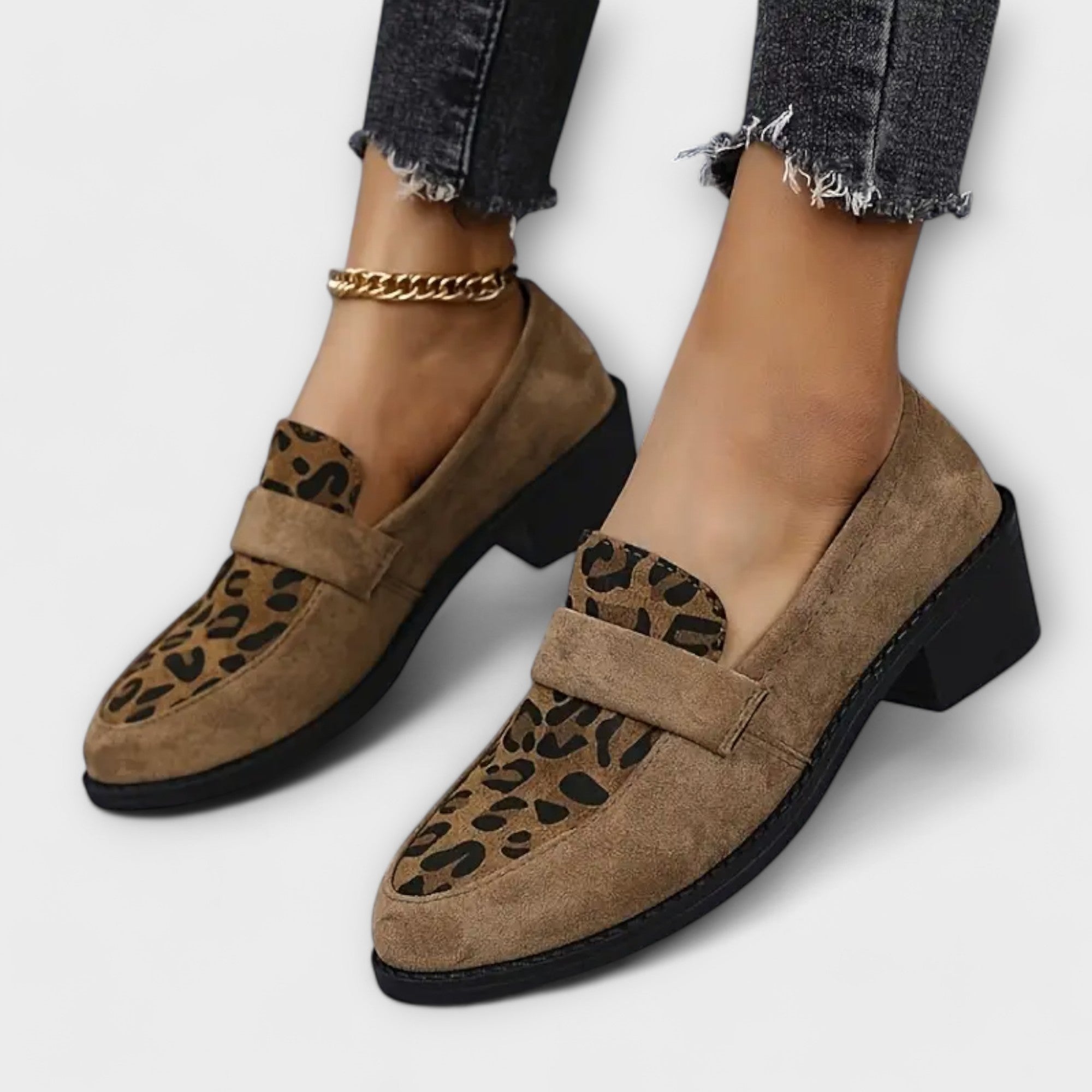 Galrya | Wilde chique loafers – Instapmodel schoenen voor dames met luipaardprint, dempend comfort