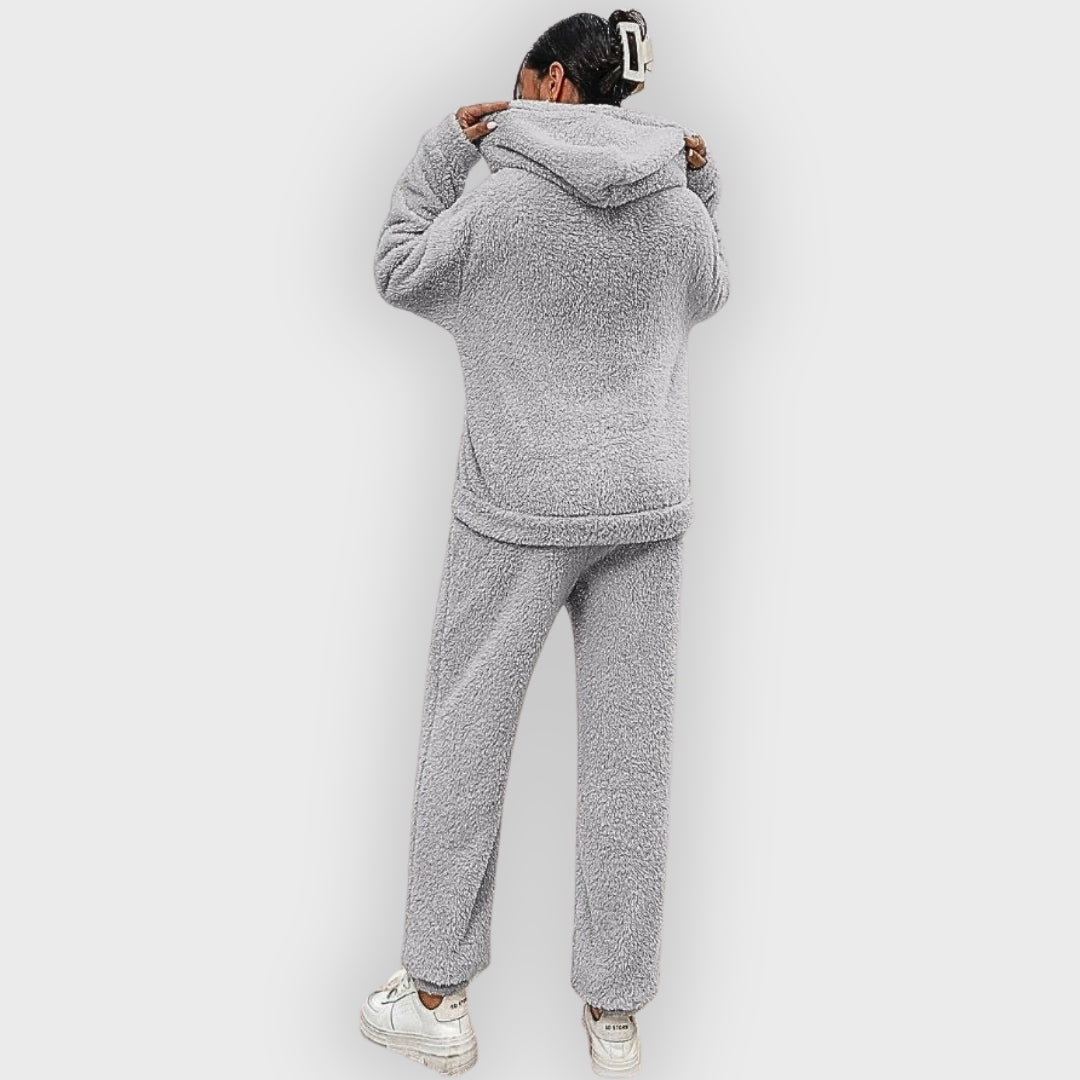 Corenne | Teddy loungewear set voor dames, ultrazachte hoodie en broek, comfortabele loungewear