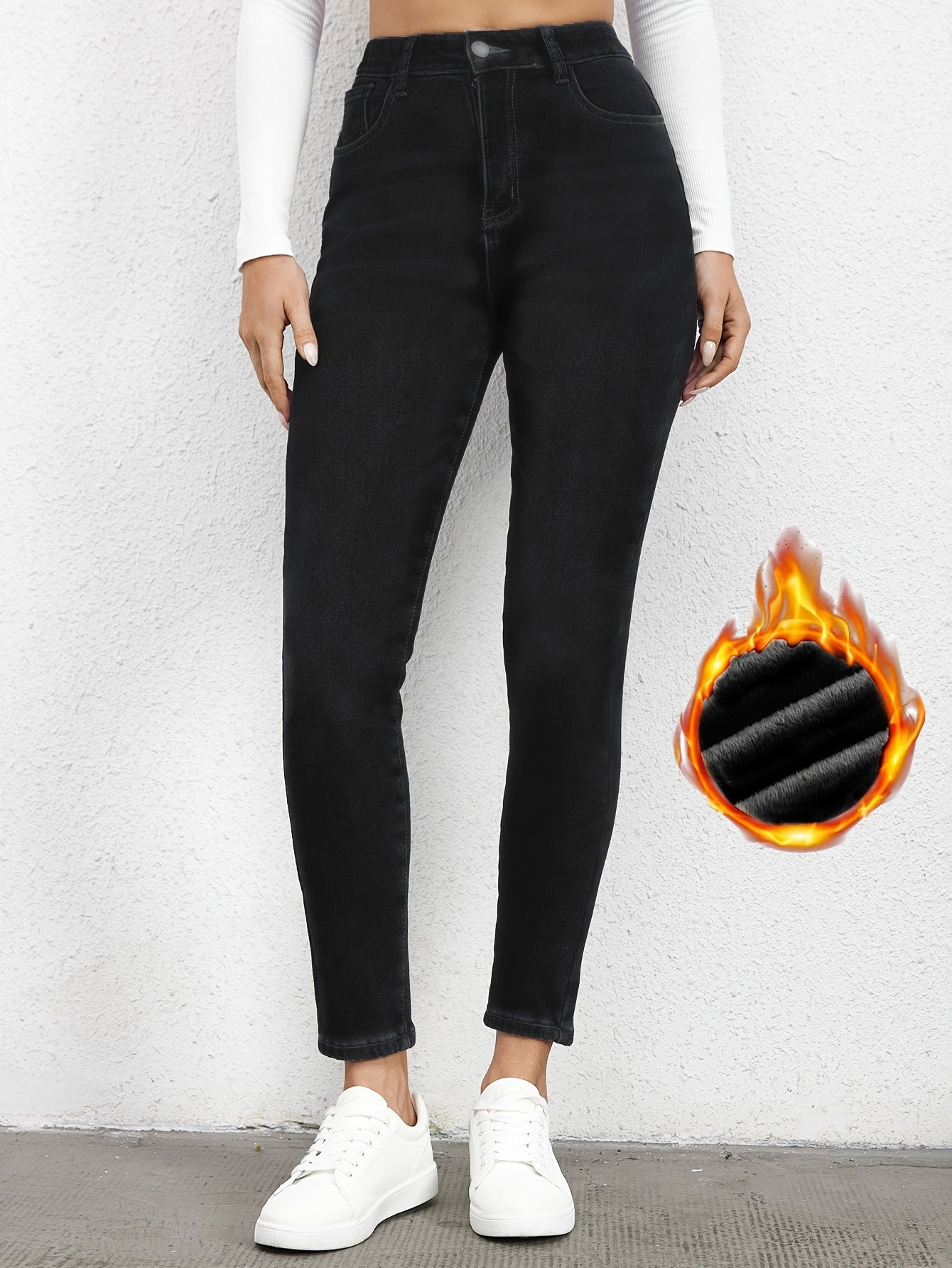 Dextra | Skinny jeans met fleecevoering – slim fit, medium stretch, warme casual denim broek
