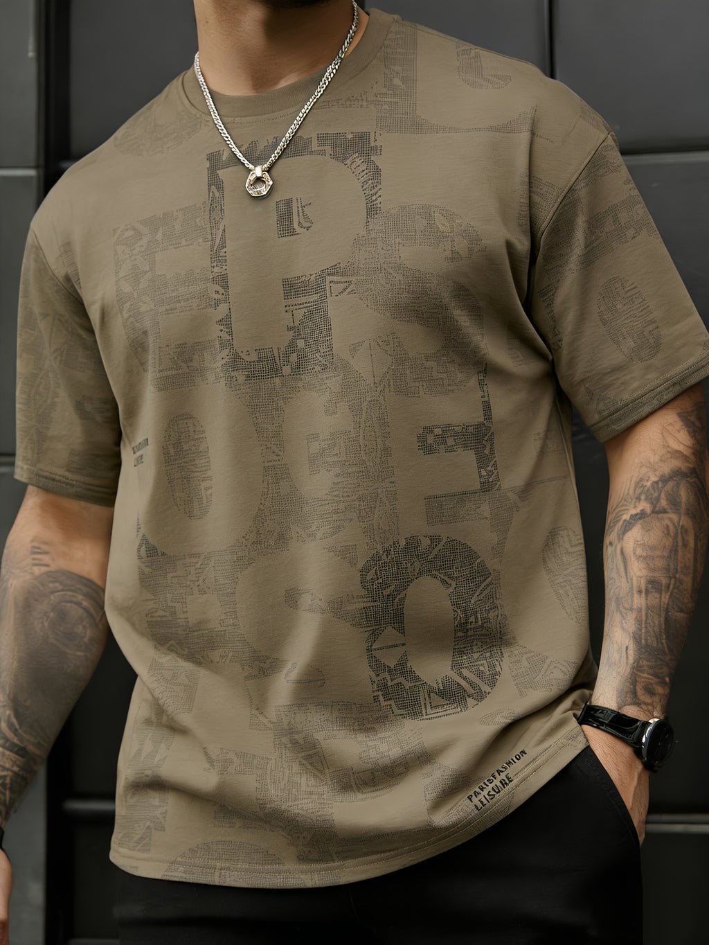 Benu | Heren zomers graphic T-shirt – losvallend T-shirt met ronde hals en korte mouwen