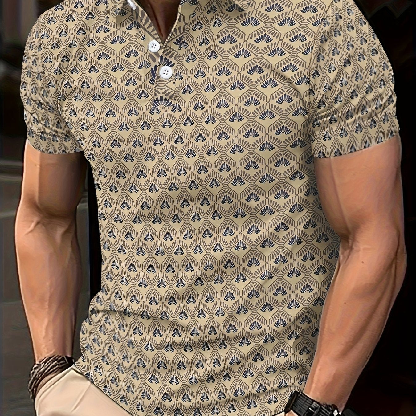 Severin | Herren-Freizeit-Poloshirt – Kurzarm, geometrisches Muster