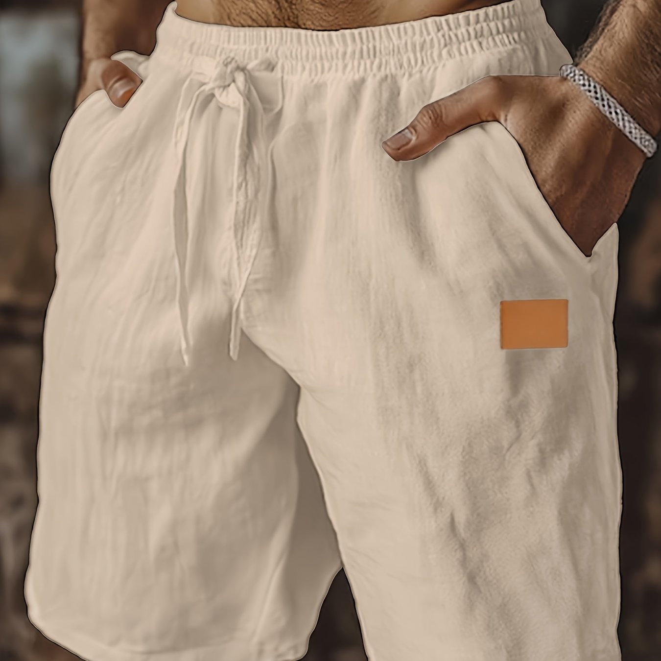 Lucanor | Heren Linnen Shorts – Elastische Taille met Trekkoord, Casual Zomershorts