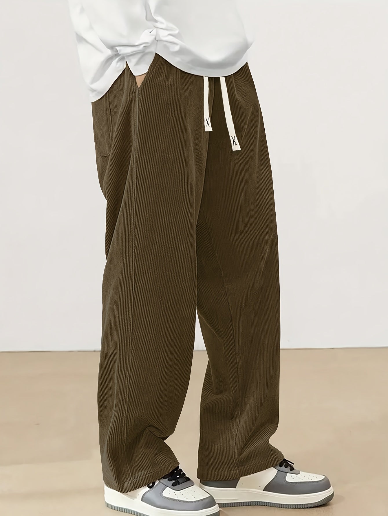 Corvian | Heren Corduroy Broek met Trekkoord – Rechte Casual Sweatpants voor Lente & Herfst