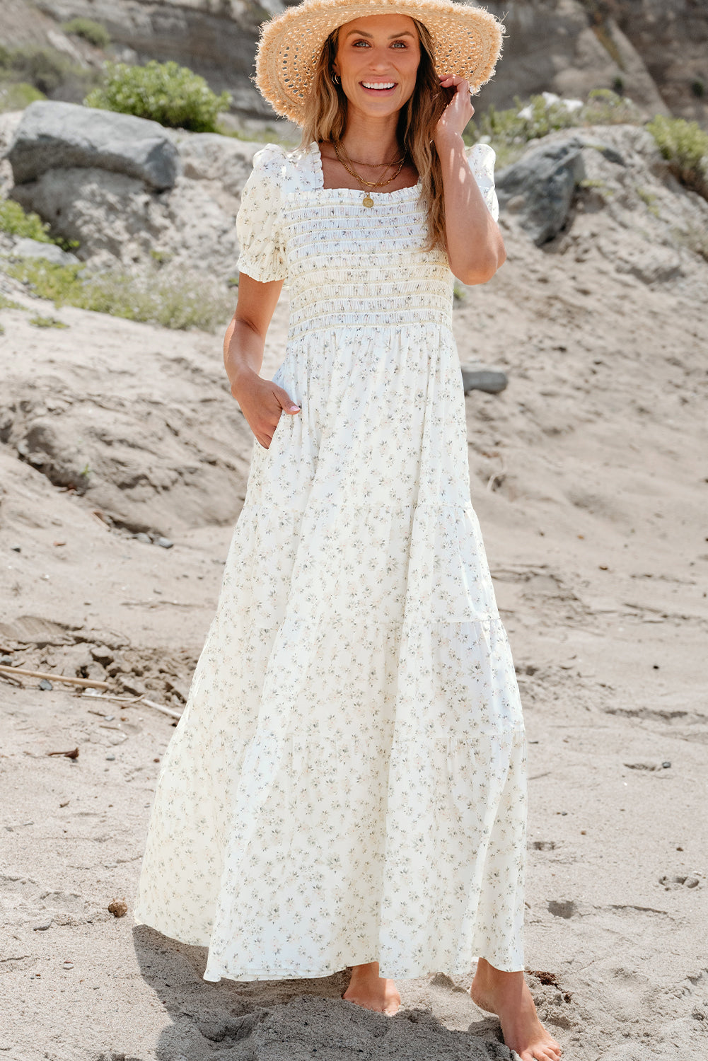 Wrenley | Dames Maxi Jurk met Gelaagde Ruches
