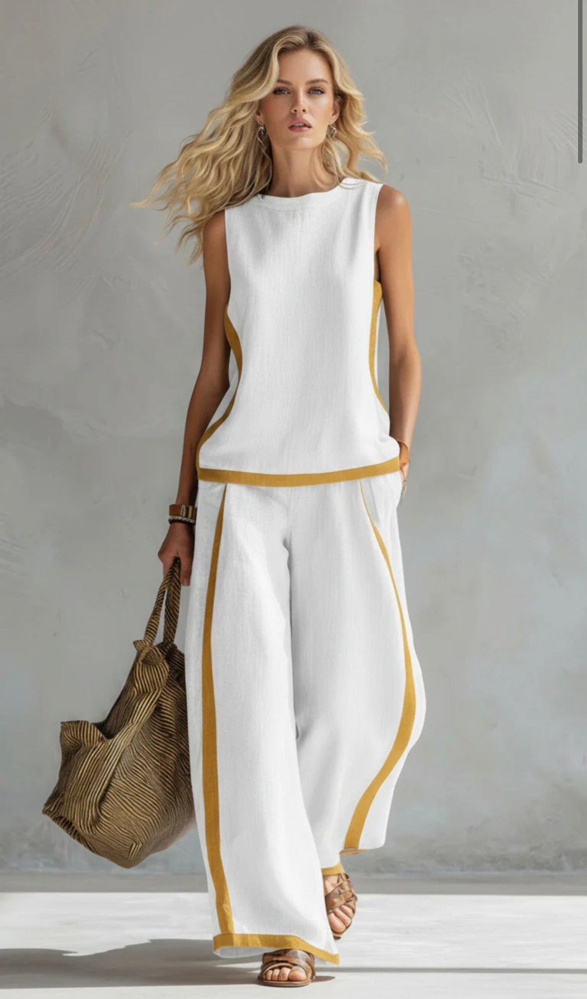 Lureyne | Dames 2-delige Set – Elegante Mouwloze Top & Wijde Pijpen Broek, Co-ord Zomeroutfit