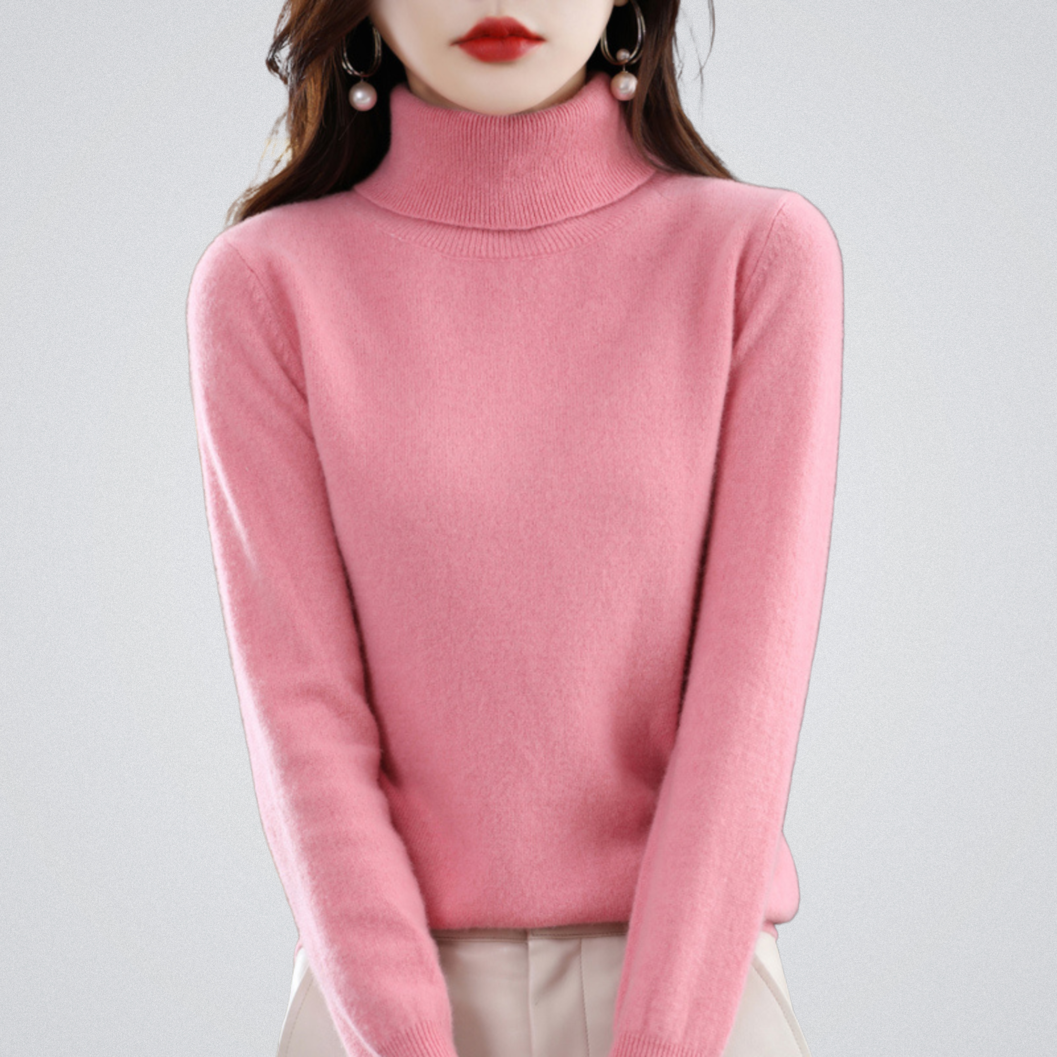 Lurina | Zachte coltrui voor dames – Gebreide trui met lange mouwen, warme casual wintertrui