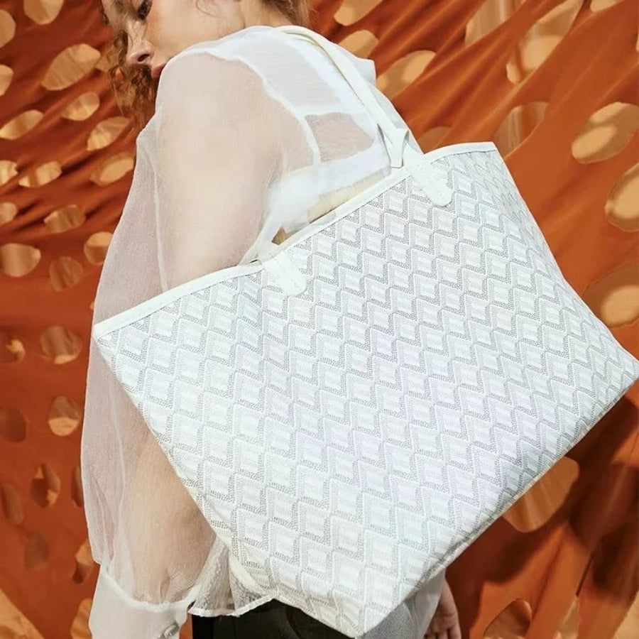 VeroTote | Elegante Leren Schoudertas, Stijlvolle Gedrukte Ontwerp draagtas