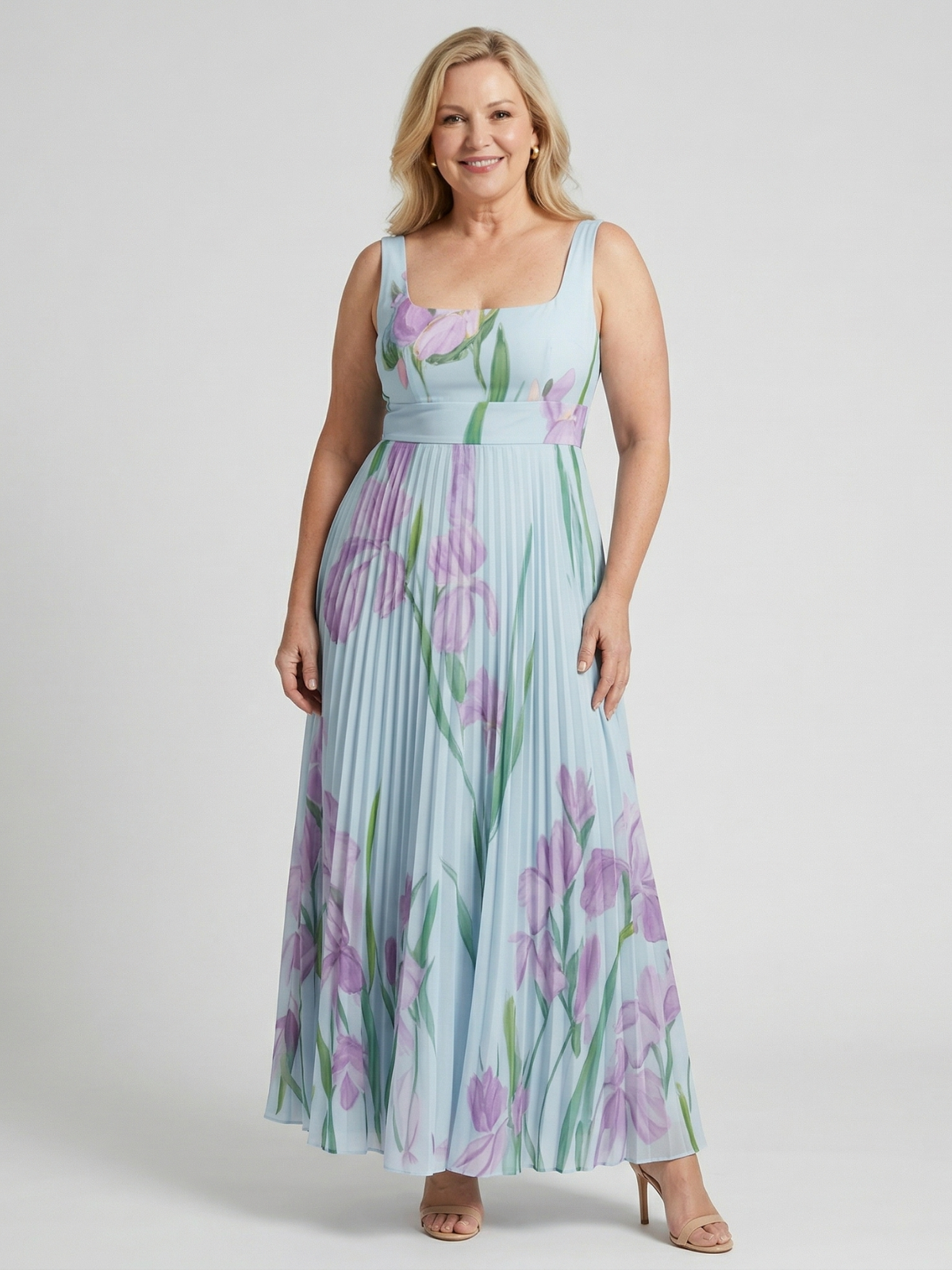Elissa | Dames Bloemen Geplooide Maxi Jurk – Mouwloos, Elegante Zomer Maxi Jurk