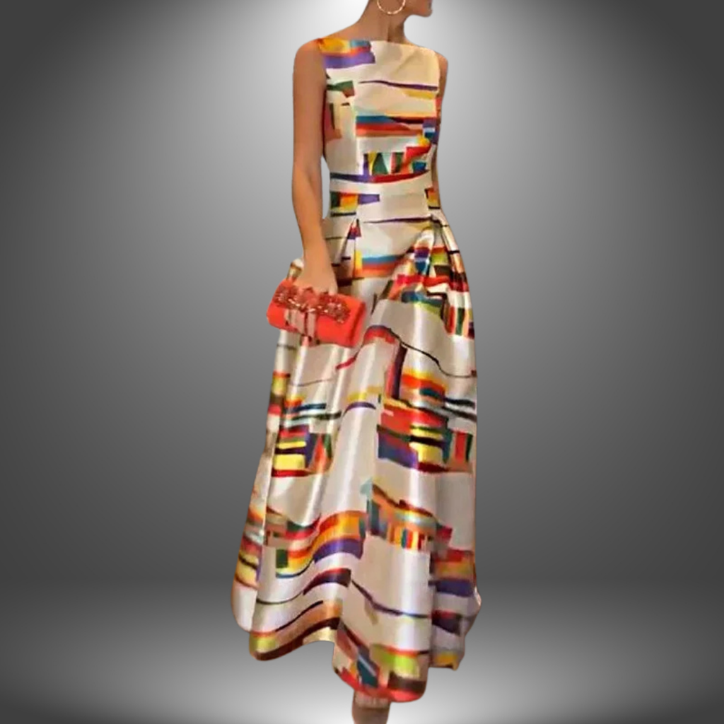 Ovia | Maxijurk met geometrische print – Lange boho-zomerjurk voor dames voor op het strand