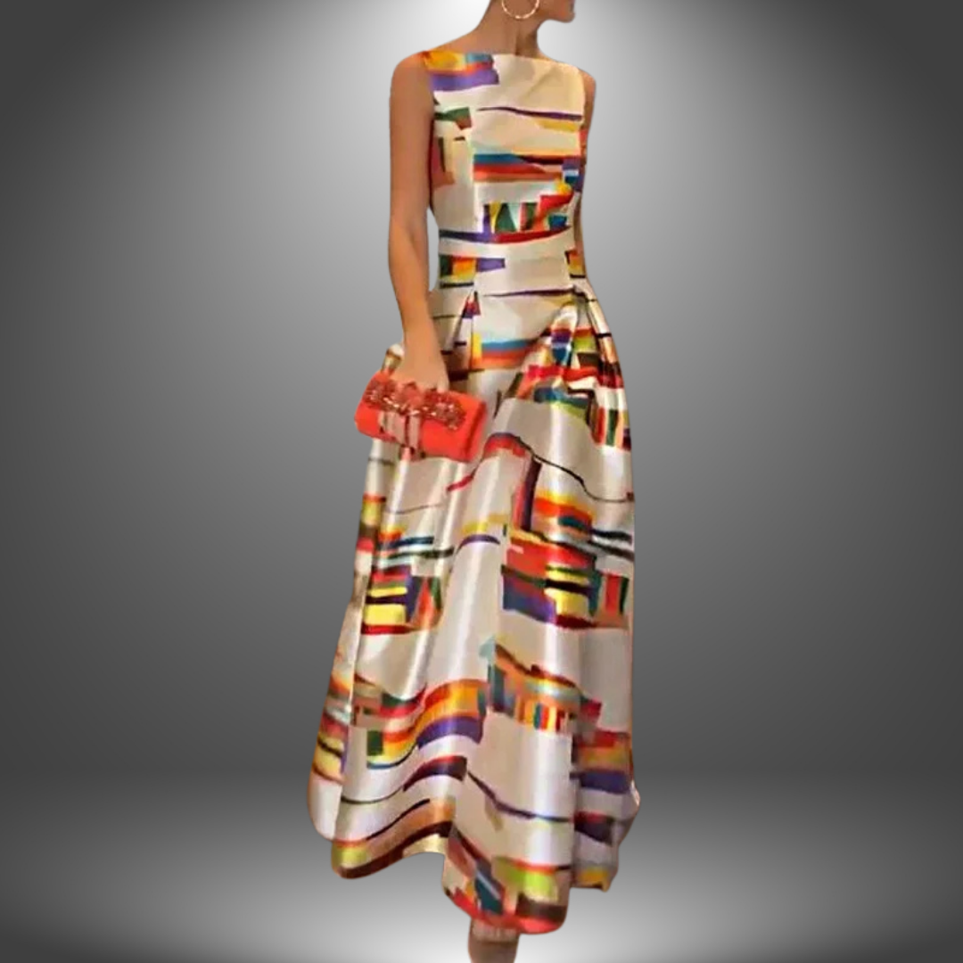Ovia | Maxijurk met geometrische print – Lange boho-zomerjurk voor dames voor op het strand