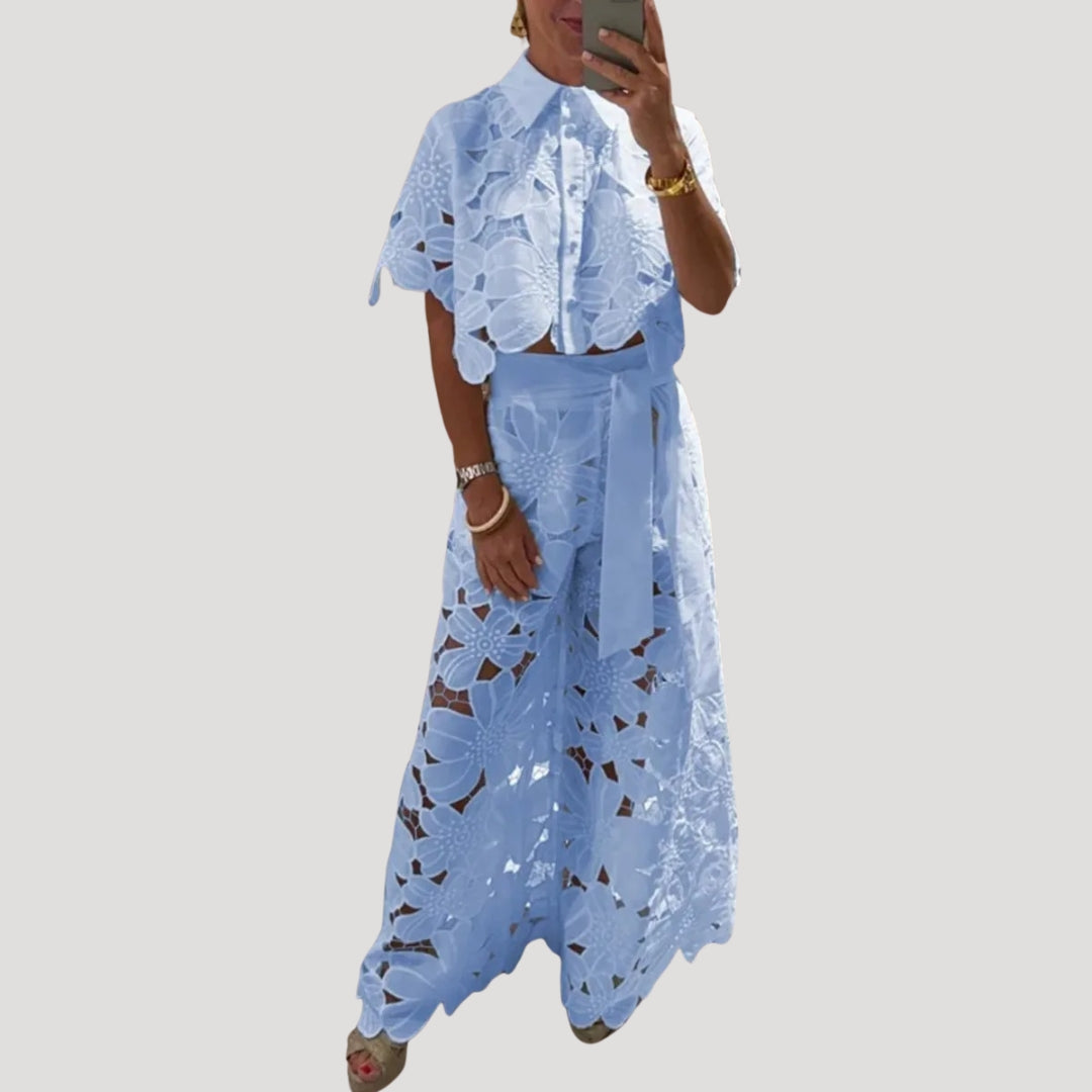 Avyrena | Dames set met kant – bijpassende top en rok, elegante tweedelige set