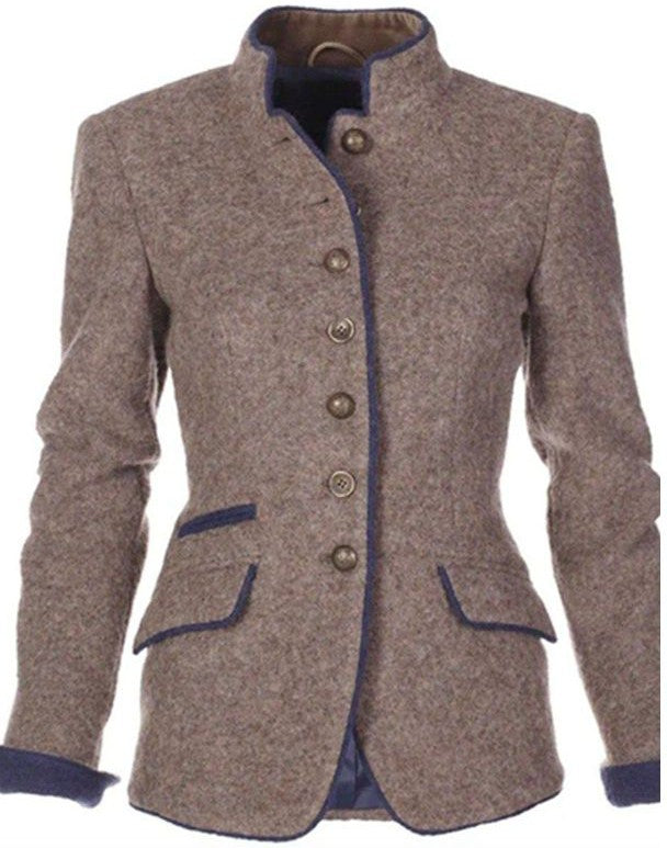 Helmine | Veste blazer vintage pour femme, couleur unie, élégante pour le travail et les loisirs