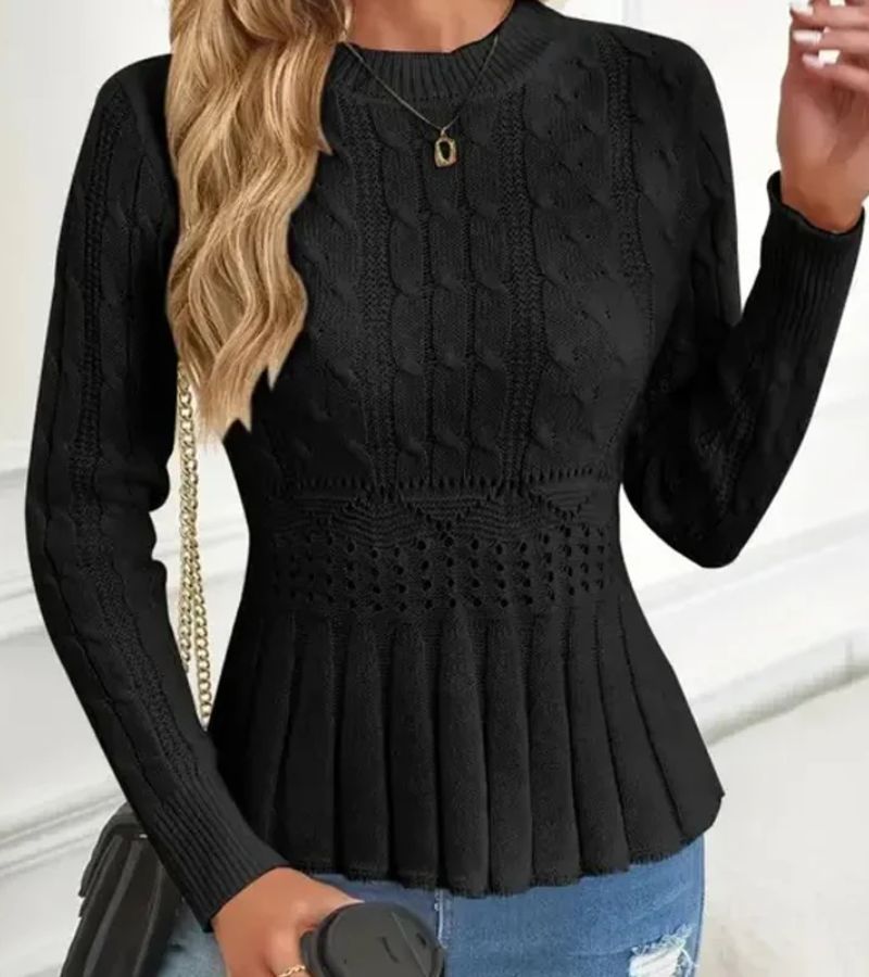 Calyxia | Elegante peplum-trui voor dames – zachte, lichtgewicht tricot, casual met lange mouwen