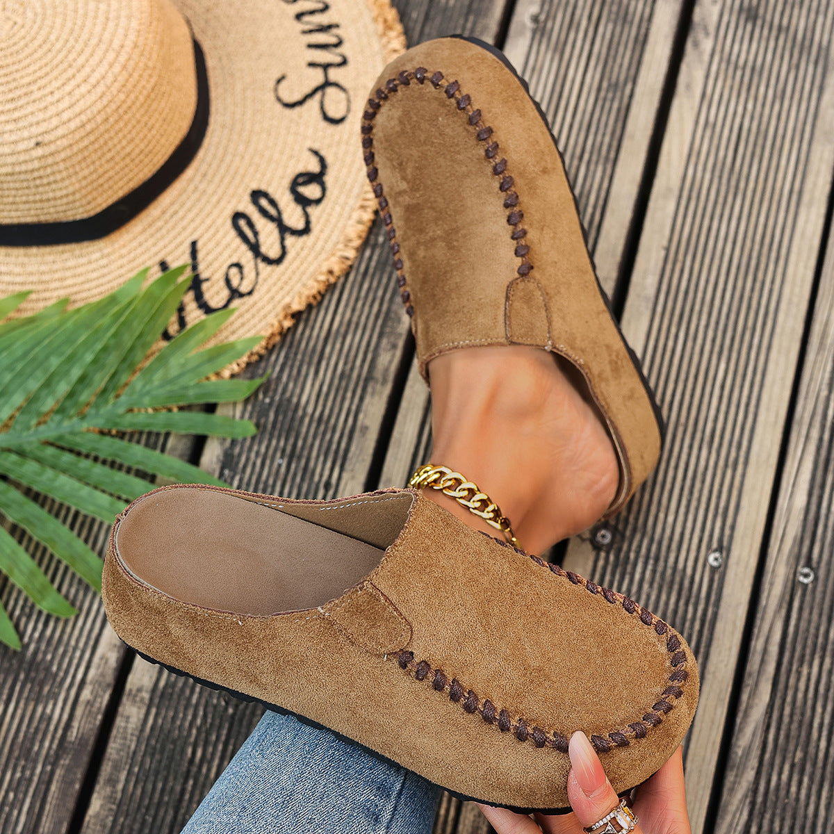 Vaelyra | Vintage comfortabele instapsandalen van leer voor dames