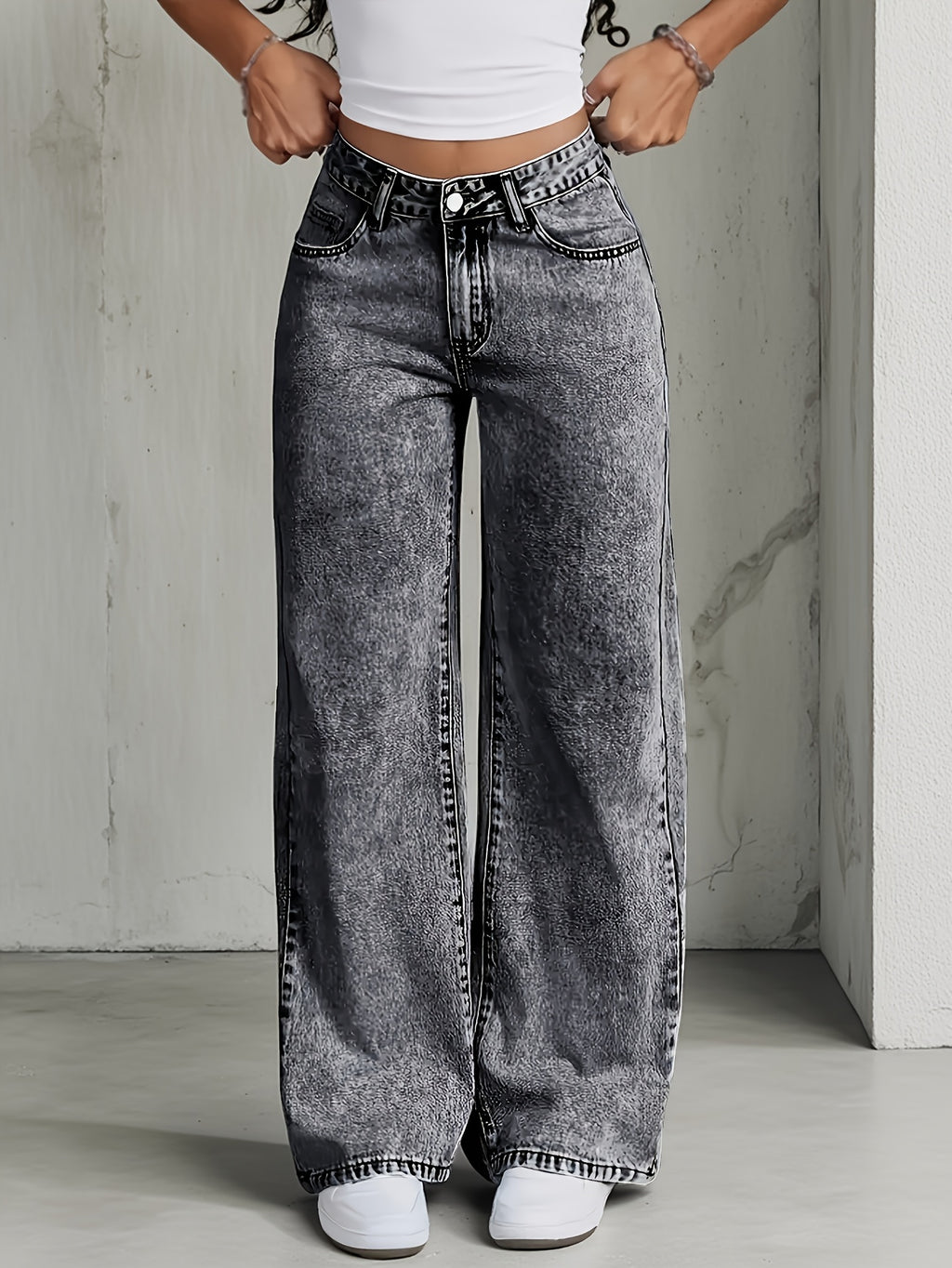 Sylvitha | Jeans femme coupe droite et large – Pantalon décontracté et confortable