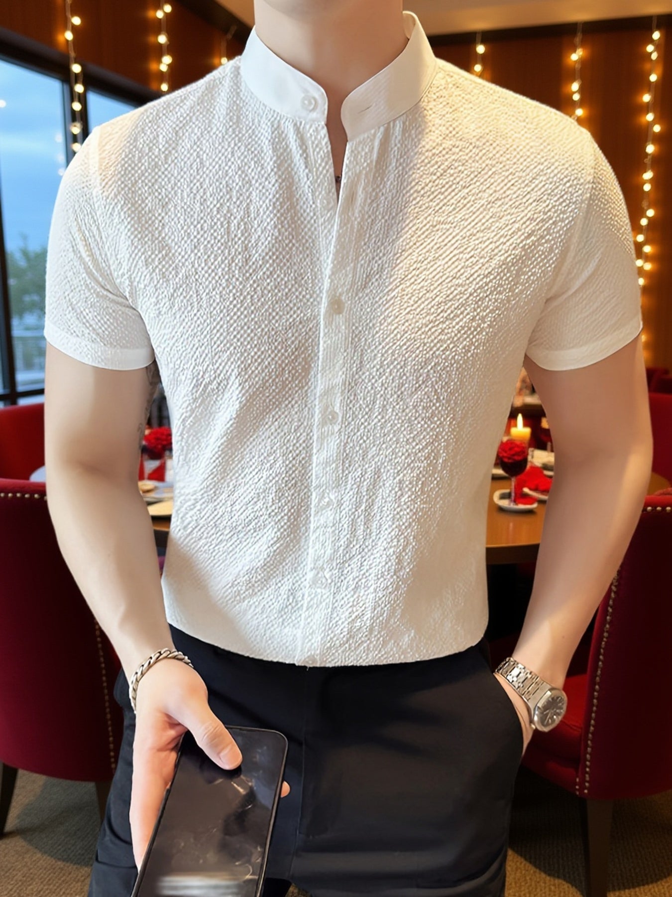 Arik | Heren zomers overhemd met korte mouwen – casual geruit button-up overhemd