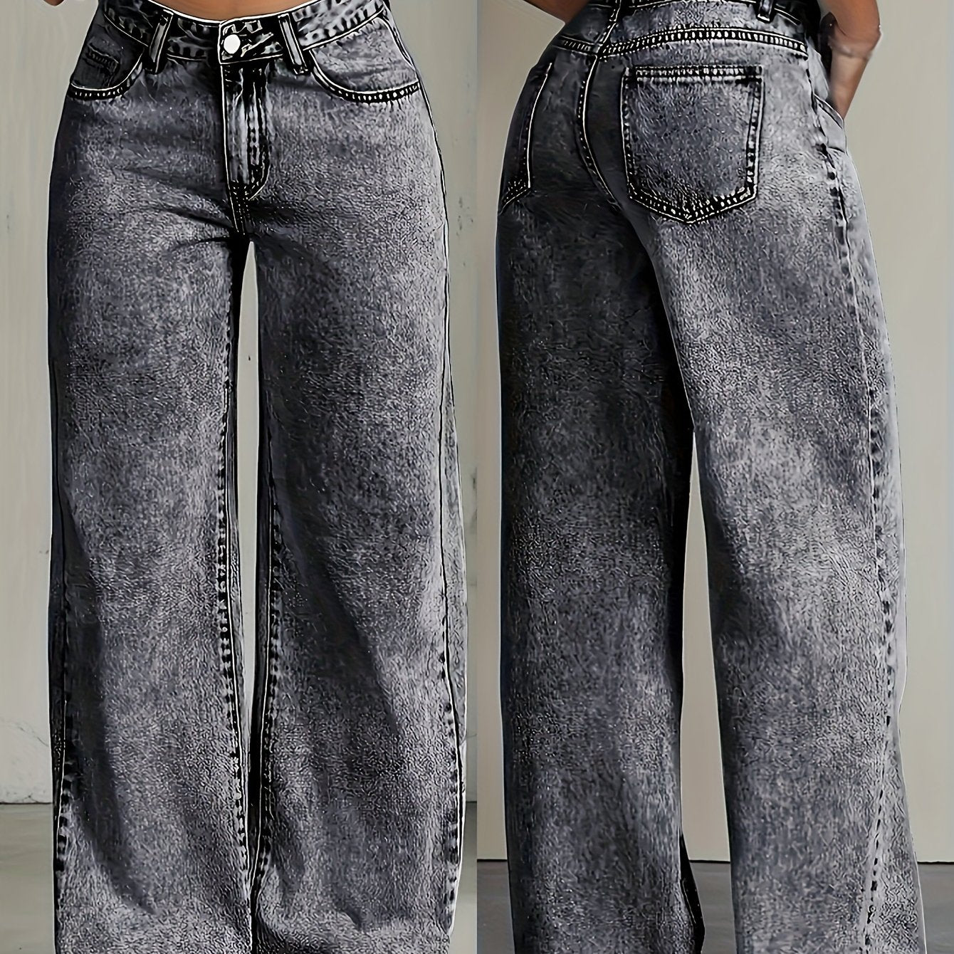 Sylvitha | Damesjeans met rechte pijpen en wijde pijpen – Losse pasvorm, comfortabele casual broek