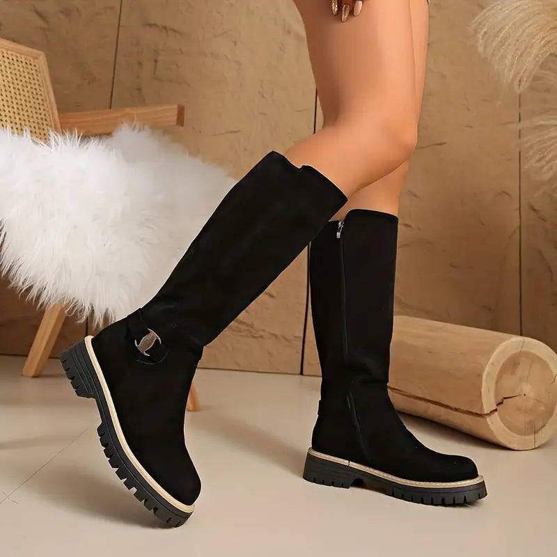 Walkra | Dameslaarzen van suède-look met dikke antislipzolen – Stijlvolle, comfortabele winterlaarzen