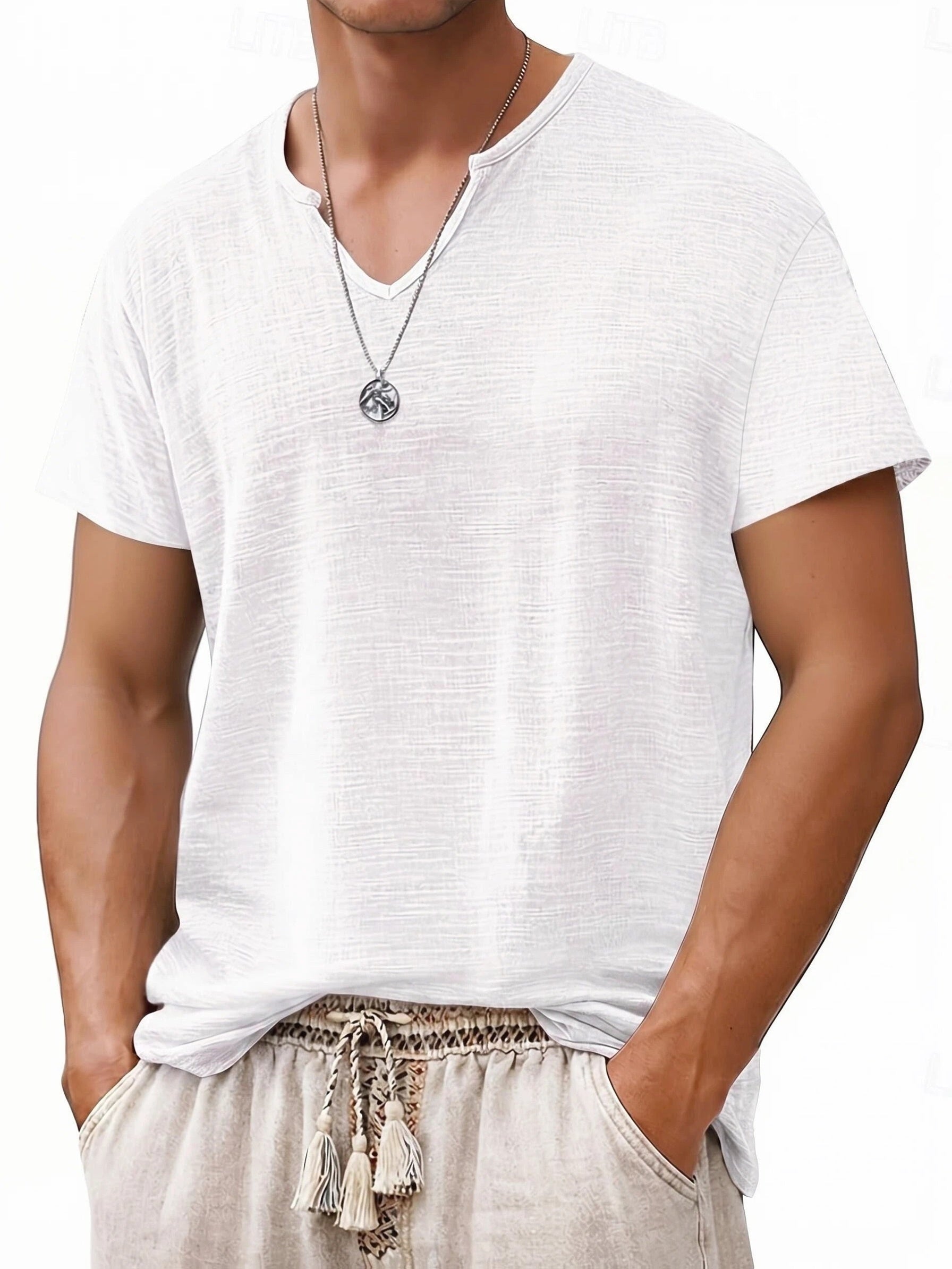 Tariano  | Ademend T-shirt met V-hals voor heren, casual, korte mouwen, effen kleur