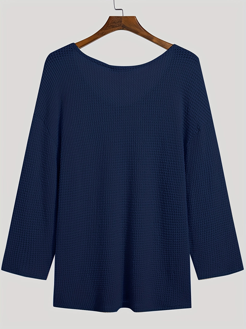 Hanno | T-shirt homme à col V et manches longues en maille ajourée - Décontracté, léger et élégant