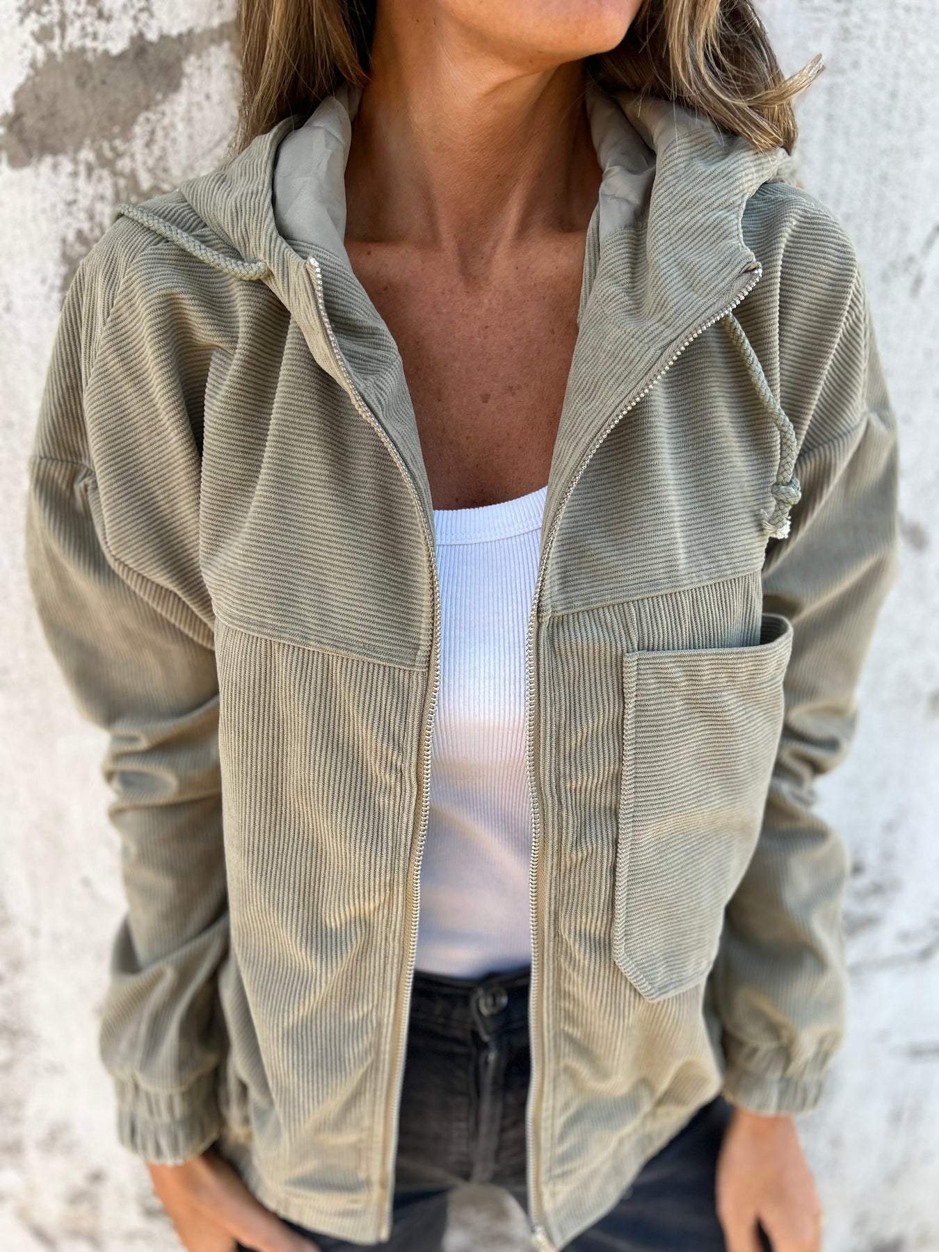 Avelithra | Cordjacke mit Kapuze für Damen – Bequeme, lockere Passform, lässige Oberbekleidung