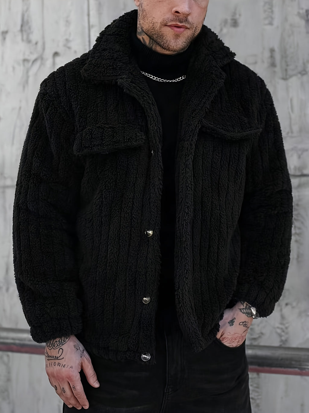 Bryler | Winterjas – Pluche fleecejas met luxe kraag, enkele knoopsluiting, zachte grijze casual bovenkleding