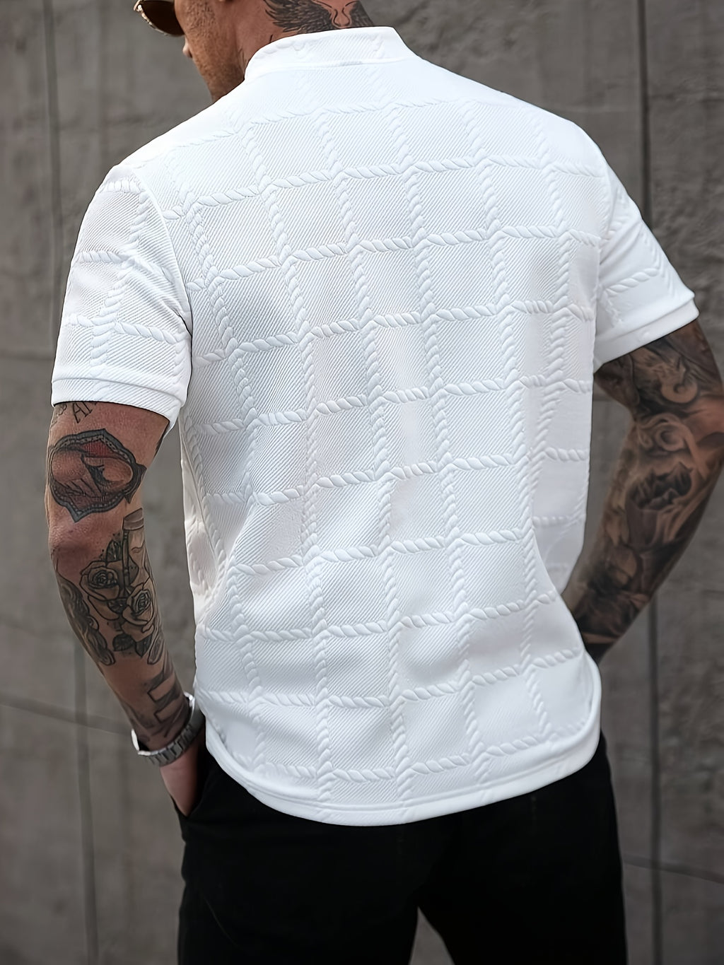 Zorvik | Heren Geruit Jacquard T-shirt – Korte Mouwen, Ademend Casual Zomershirt met Zachte Textuur