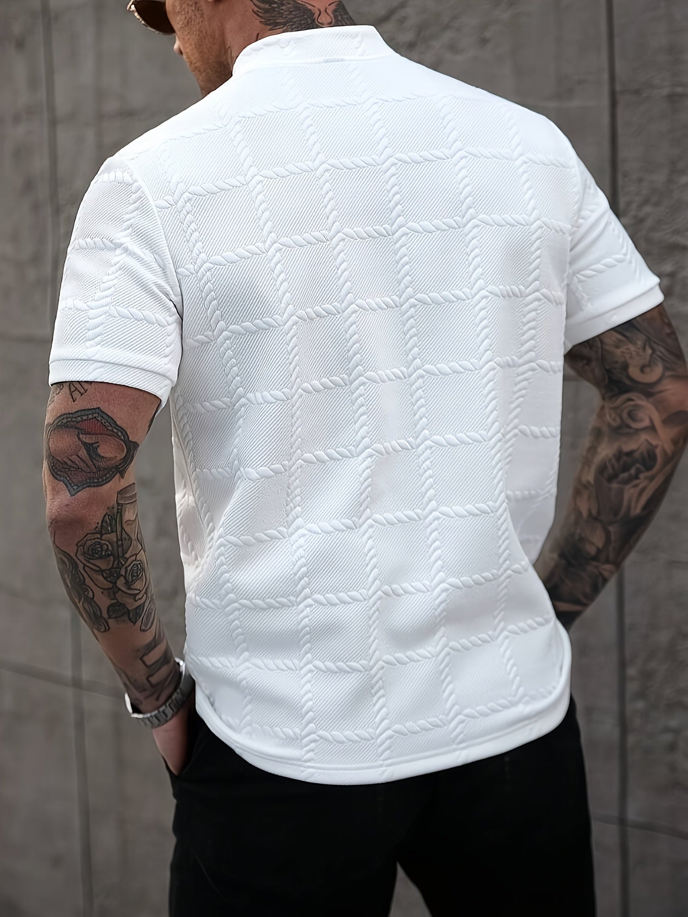 Zorvik | Heren Geruit Jacquard T-shirt – Korte Mouwen, Ademend Casual Zomershirt met Zachte Textuur