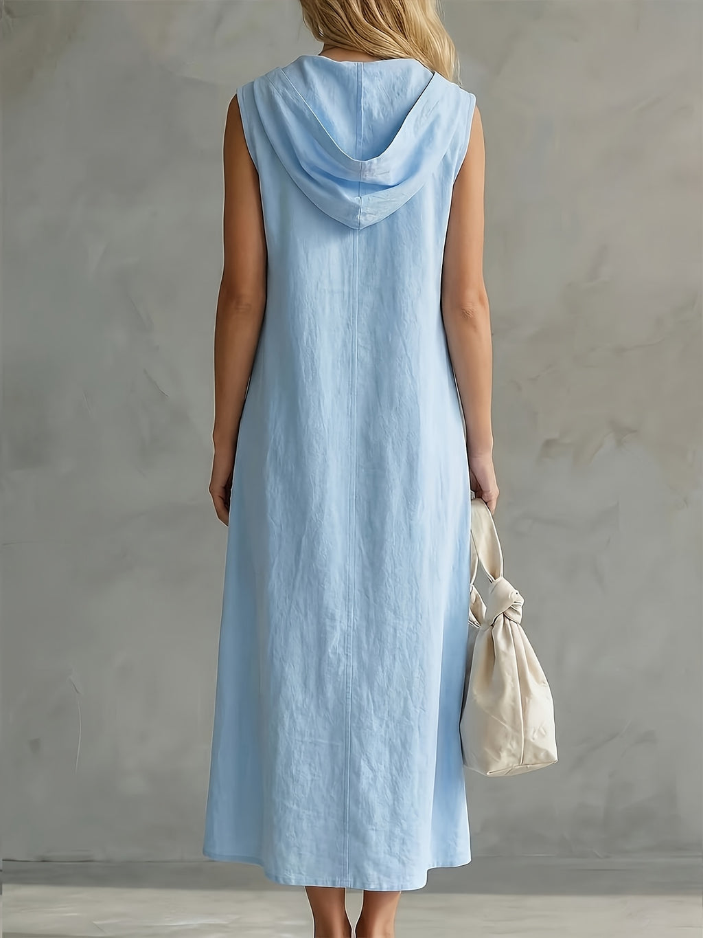 Oravyn | Zomerjurk met capuchon voor dames – Casual, ruimvallende midi-jurk met zakken