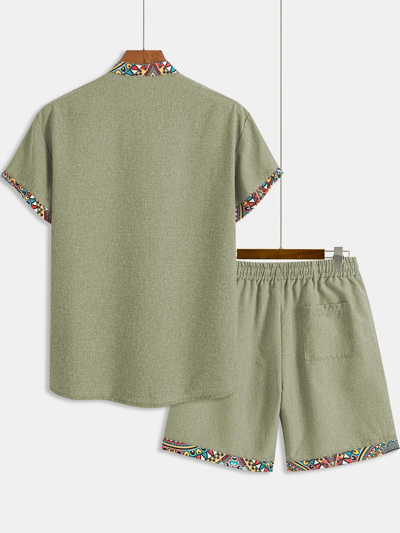Daryx | Heren zomerset uit twee delen – shirt en short met etnische print en zakken