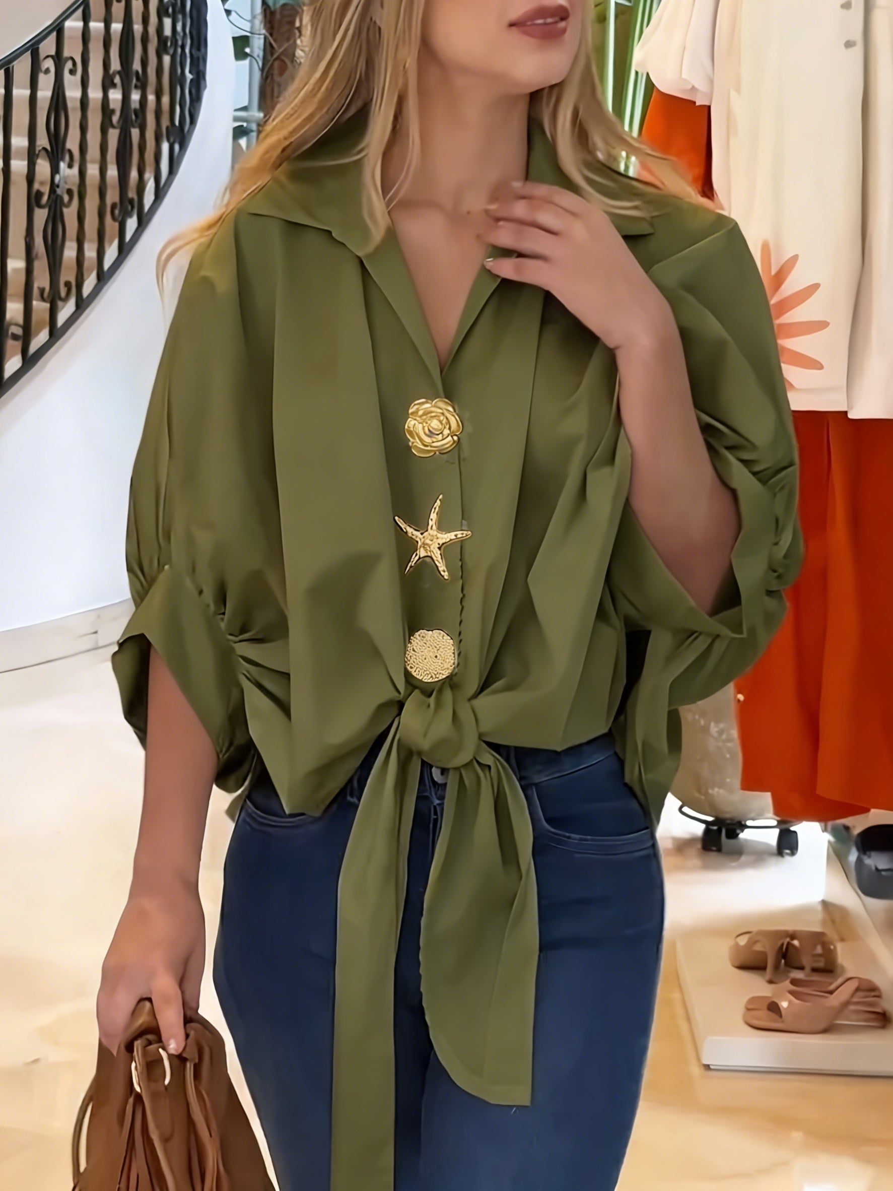 Walyra | Elegante casual damesblouse – Lichtgewicht overhemd met lange mouwen en knopen
