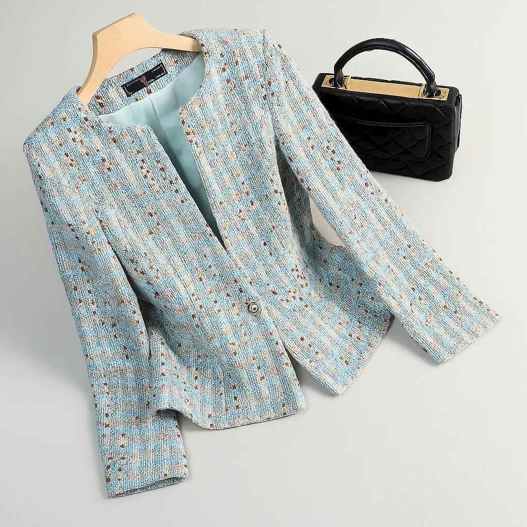 Sireya | Tweedblazer voor dames – parelmoer, één knoop