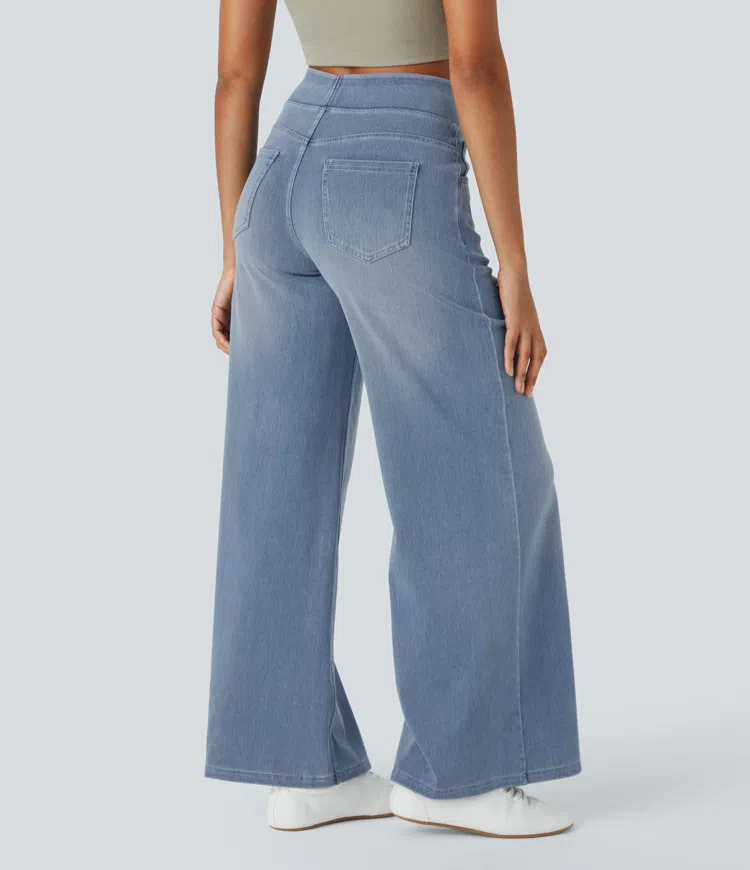 Vanelle | Hoge taille jeans met wijde pijpen voor dames – Comfortabele stretchdenim, casual en stijlvol