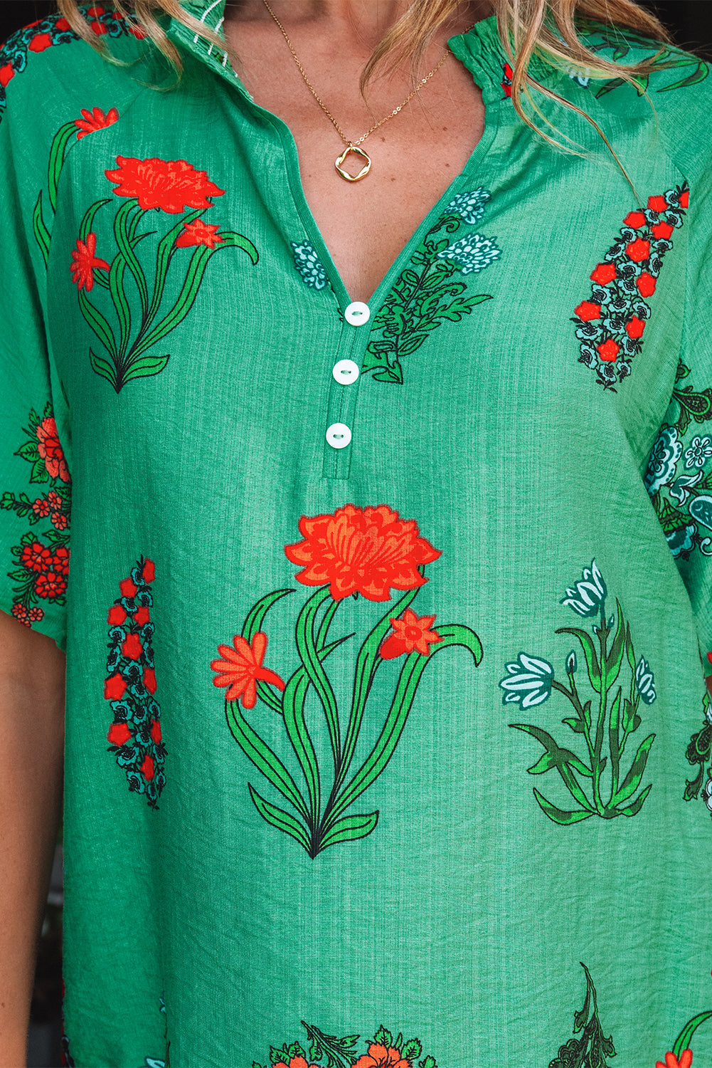 Galenya | Dames Blouse met Bloemenprint en V‑Hals