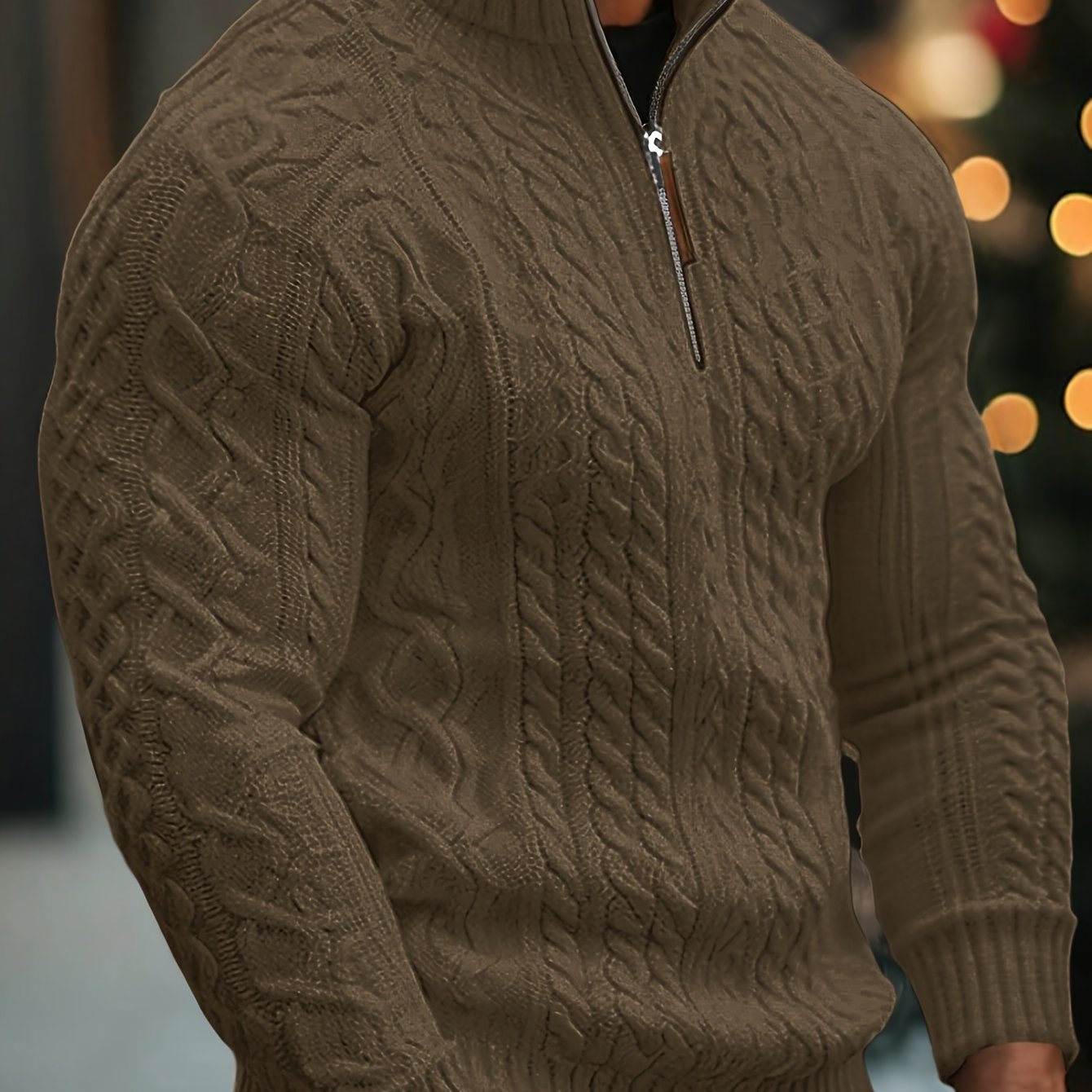 Dagfinn | Herren-Pullover mit Stehkragen und halber Reißverschluss, weiches Strickmaterial
