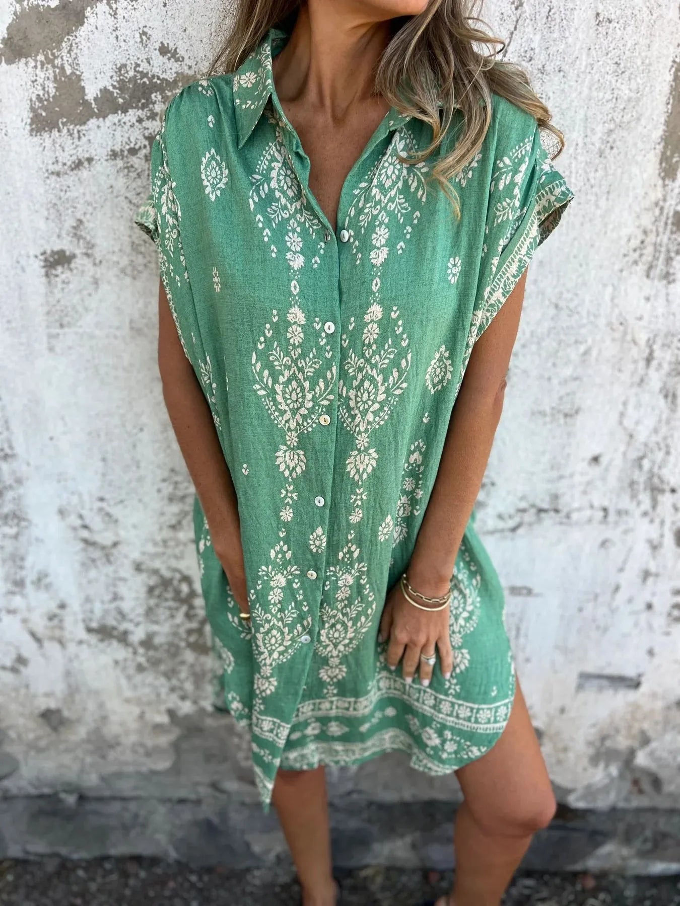 Azyra | Boho Breeze Midi-jurk – Casual jurk met relaxte pasvorm voor dames
