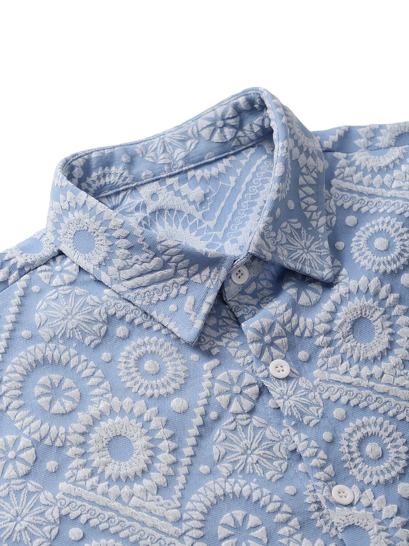 Hakan | Heren casual overhemd – jacquard effen lange mouwen button-down slim fit shirt