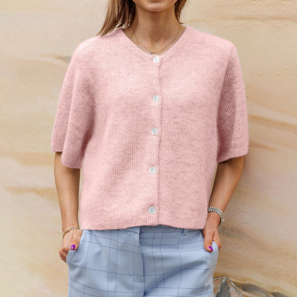 Vireliae | Dames Korte Mouw Cardigan – Lichtgewicht Gebreide Top met Knoopsluiting
