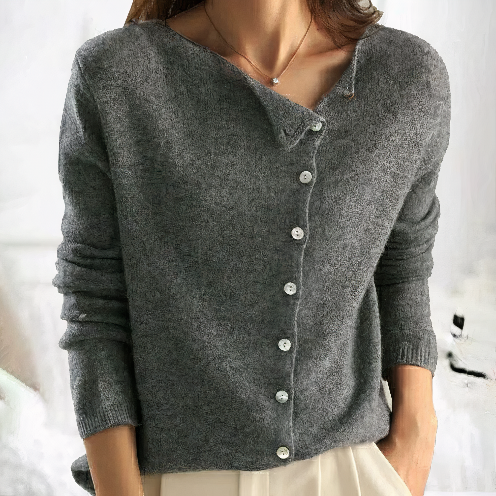Oriah | Gilet élégant pour femme – pull en maille douce avec fermeture à boutons