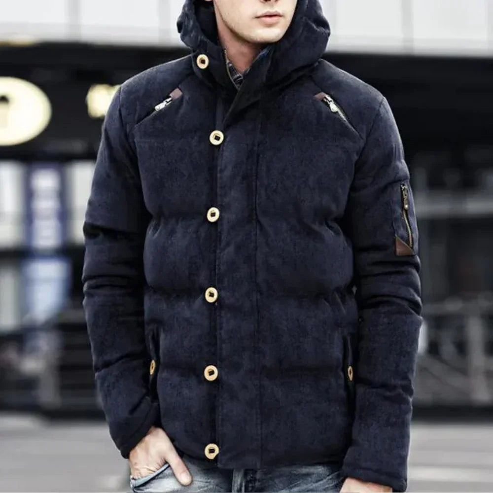 Hadron | Parka épaisse et matelassée pour homme avec capuche - veste d'hiver chaude aspect daim, isolée